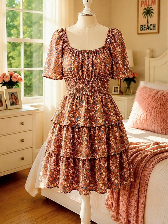 PrettyGarden Dresses & Skirts - Prettygarden Floral Smocked Tiered Dress NWT Large